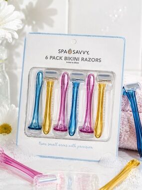 NEW -  Spa Savvy 6 Pack Bikini Razors - Trims with Precision - Multi Color